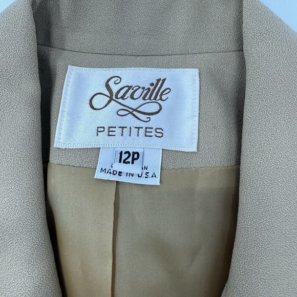 Vintage Saville Petite Women's Blazer Tan with Black Trim Sz 12P Lined Made USA - Picture 5 of 5